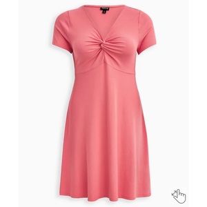 NEW Torrid 3 Twist Front Ribbed Skater Dress - Coral
